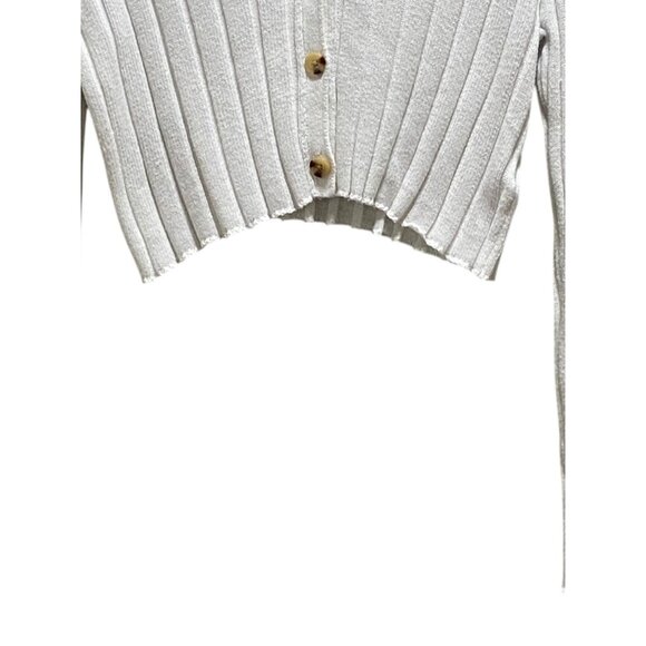 Aeropostale Ribbed Crop Cardigan White Size L Y2K Festival Summer Beach Coastal - Picture 6 of 11